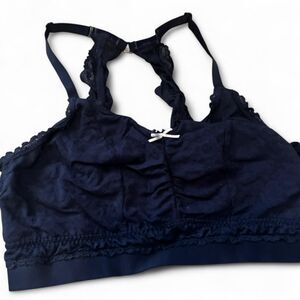 Cacique Navy Blue Floral Lace wireless Bralette - Size 14/16